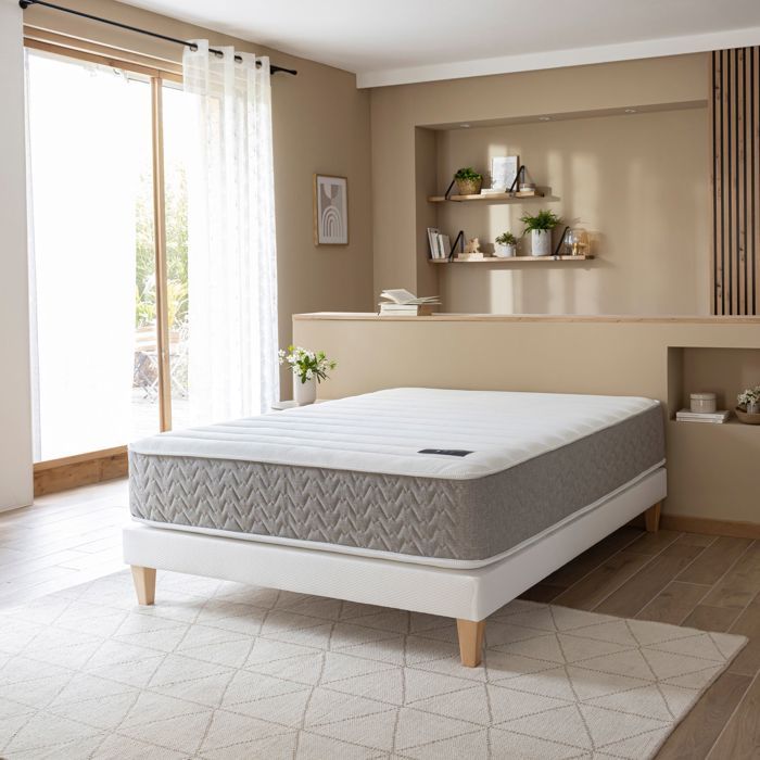 Matelas Ressorts Ensachés & Mémoire de forme 140x200 cm - LEnvie - Blanc - Garantie 5 ans - Terre de Nuit Matelas Ressorts Ensachés & Mémoire de forme 140x200 cm - LEnvie - Blanc - Garantie 5 ans - Terre de Nuit