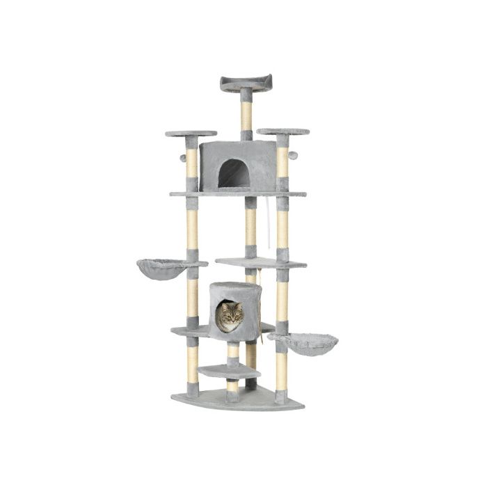 Comparer les prix de ®TONLRGY Grand arbre à chat 200 cm XXL avec trou pour chat hamac pour grands chats gris clair