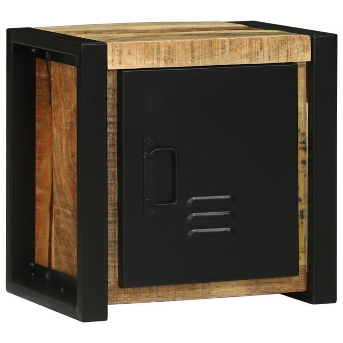 Armoire murale de salle de bain - Bois massif de manguier - 40x30x40 cm - Noir - Installation suspendue