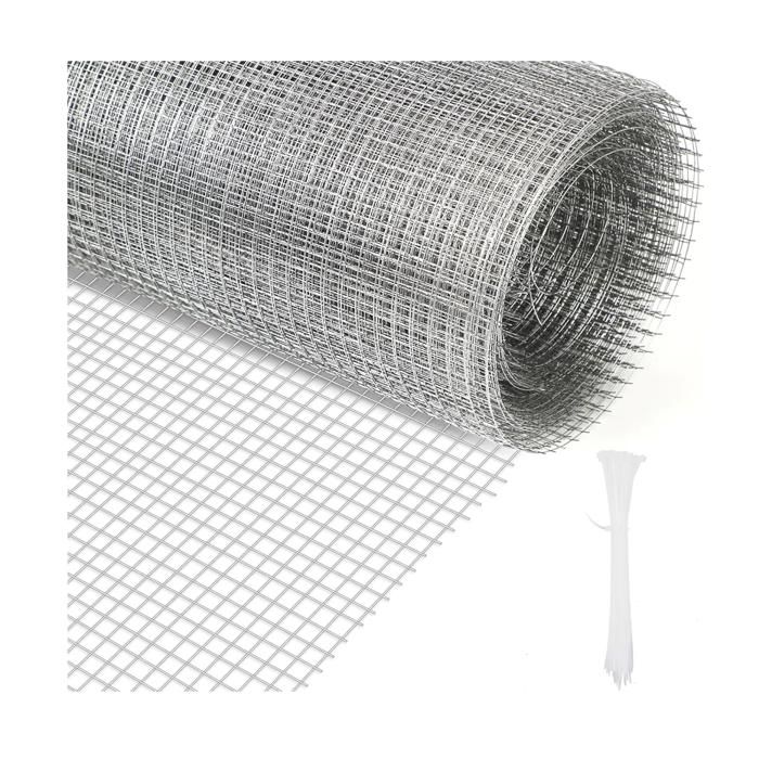 50 cm x 8 m Grillage métallique galvanisé à mailles fines 6 mm x 6 mm - Pour parterre surélevé et petits animaux souris poules