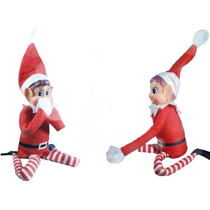 ANIME DE NOEL, Lutin Farceur de Noël Articulé, Lot de 2 Garcon Fille,Figurine ludique et Souple Magie de Noel, Idéal pour Décor