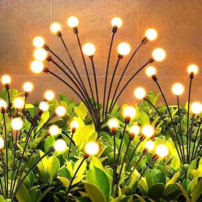 4 Pièces 10 LED Lumière Solaire Extérieure Luciole IP65 Étanche Blanc Chaud Firefly Lampes pour Jardin Balcon Allée Terrasse YYV