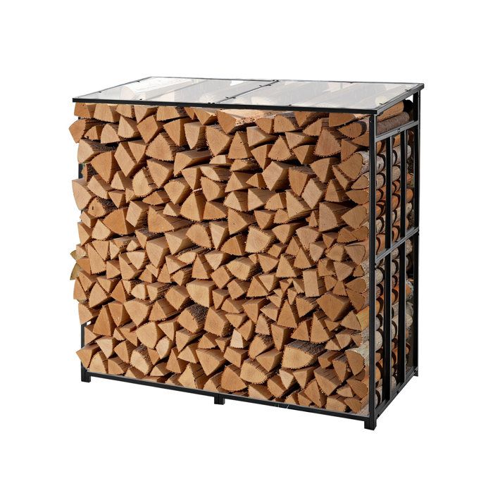 Support à Bois de Chauffage avec Toit Incliné-VEVOR-Range-Bûches Extérieur Métal-Capacité 2994 kg-Abri de Rangement Thermolaqué