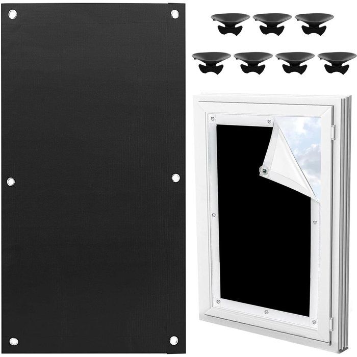 Store occultant à enrouleur sans perçage - 60 x 93 cm - Noir - Store occultant portable - Avec 7 ventouses - Protection solaire et