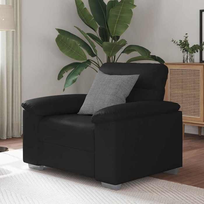 Fauteuil similicuir - vidaXL - Noir - 60 cm - 100x81x84 cm - Cadre en bois et métal - Accoudoirs larges