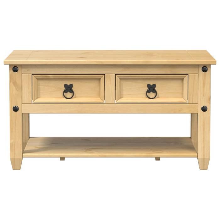 Table basse en bois de pin massif - vidaXL - 85x50x45 cm - Tiroirs intégrés - Étagère ouverte - Finition cire de miel