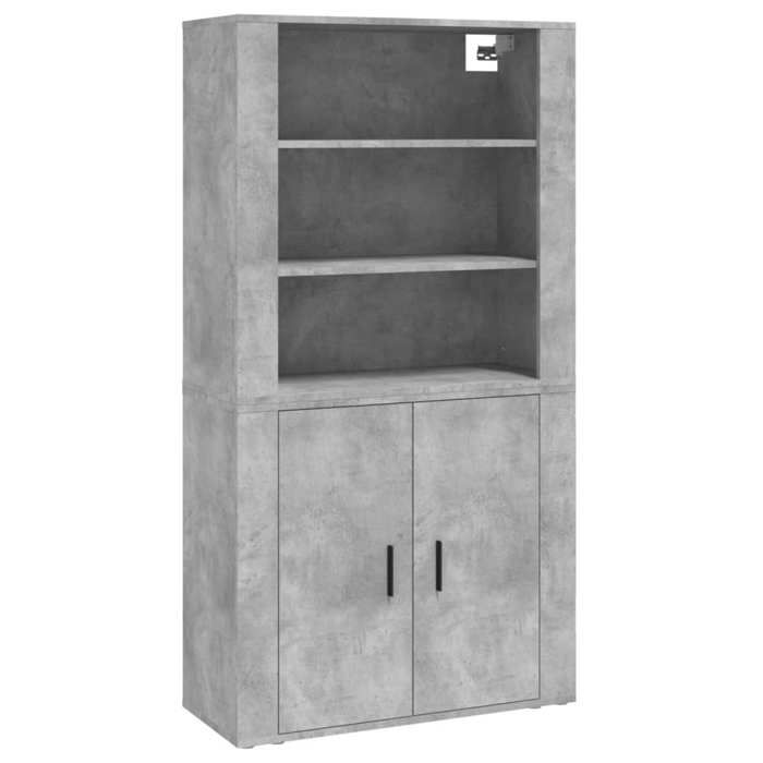 SALE 2026Buffet haut - Armoire haute vitrine - WINWIN - Gris béton - bois dingénierie 48.72 Kg 9762476
