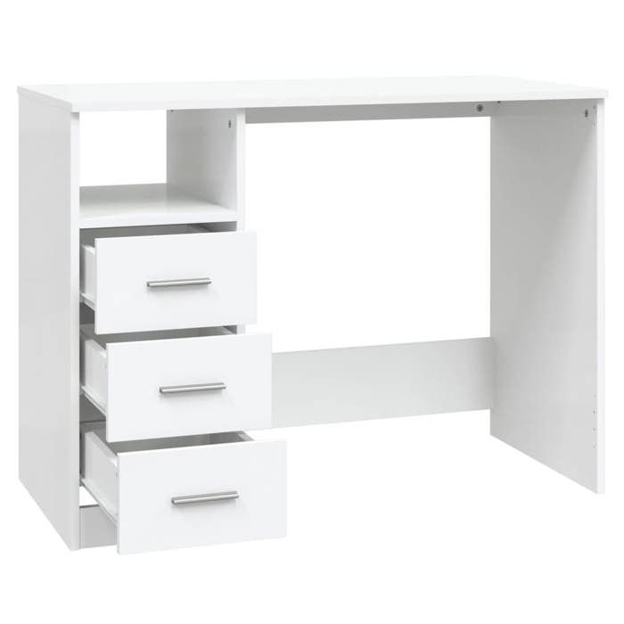 Bureau BURKE Blanc Table à écrire - 1 PERSONNE - avec tiroirs - Blanc 102x50x76 cm - Bois dingénierie BB525