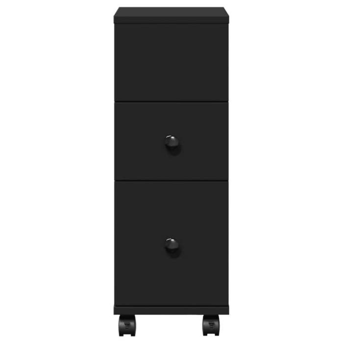Moderne Armoire de salle de bain étroite BURKE Meuble WC à roulettes noir 23x33x65 cm AA1178