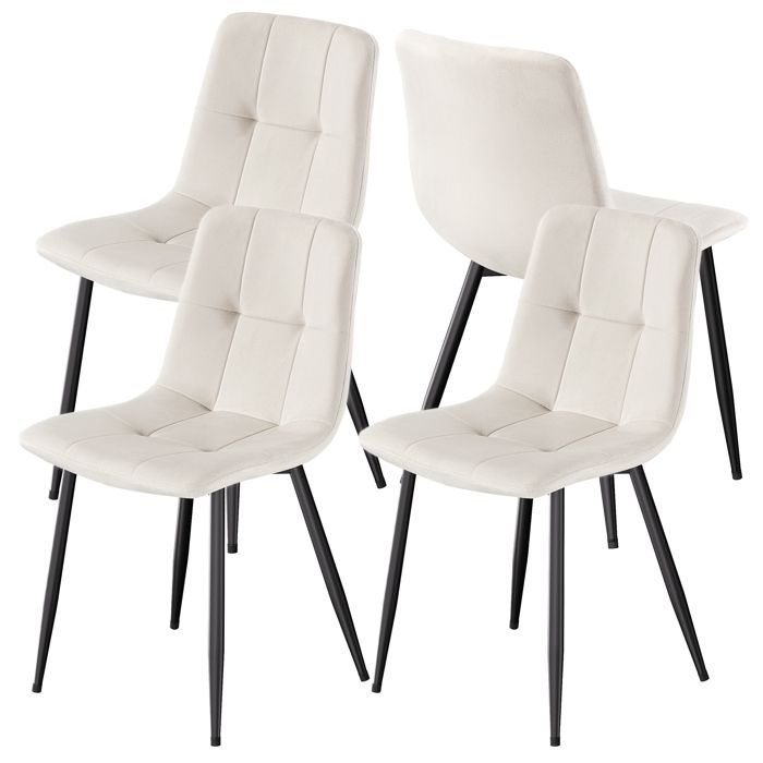 Lot de 4 Chaises de Salle à Manger Chaises Rembourrées en Velours Pieds Réglables pour Cuisine Salon Beige Lot de 4 Chaises de Salle à Manger Chaises Rembourrées en Velours Pieds Réglables pour Cuisine Salon Beige