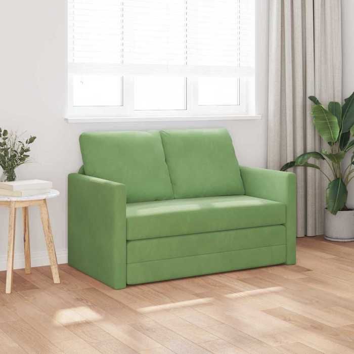velours CANAPE CONVERTIBLE - SHIELDPRO® - Canapé-lit - Vert clair 204x122x60 cm 325601