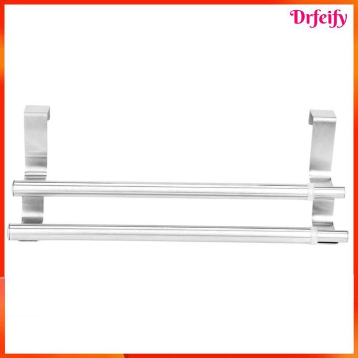 Porte-serviettes - AKOZON - 2 bras (3 bras option) - Acier inoxydable - Largeur réglable 26–40 cm - Suspendu sans perçage