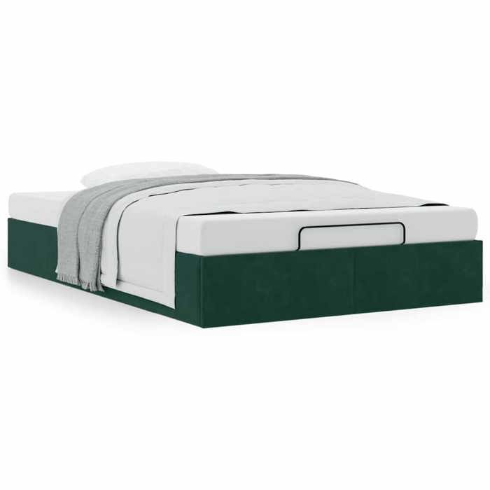 Lit 120x190 cm Lit simple VIDAXL Cadre de lit ottoman MODERNE sans matelas vert foncé velours L9072