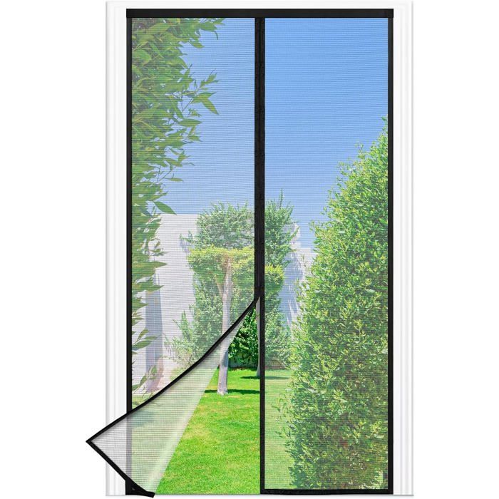 Moustiquaire magnétique pour porte - DEKOPRO - 75x200 cm - Maille fine noire - Fermeture magnétique automatique