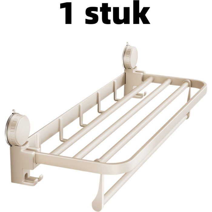 Porte-serviettes à ventouses étagère de rangement pour salle de bain blanc 40 x 22 x 14 cm sans perçage