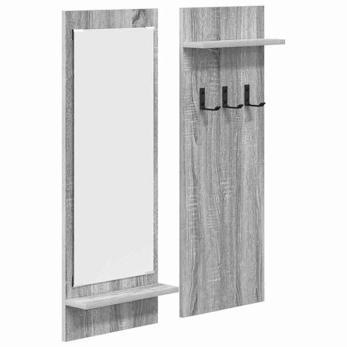 Porte-manteau mural - vidaXL - patère murale - bois dingénierie - gris sonoma - 70 x 10 x 90 cm - 2 étagères - avec porte{cla79m}