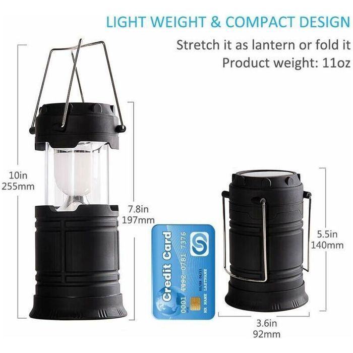 Lampe de camping solaire rechargeable par USB de secours -