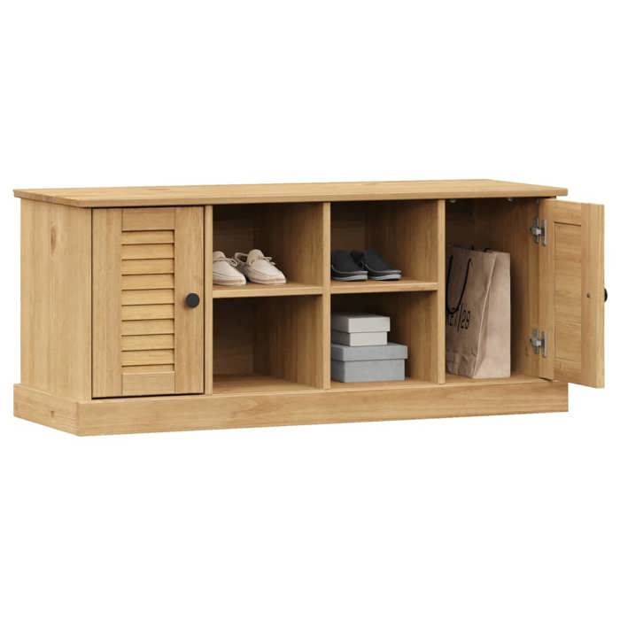 BEAU Meuble banquette - Banc à chaussures VIGO - 106x35x45 cm - bois massif de pin[36224]