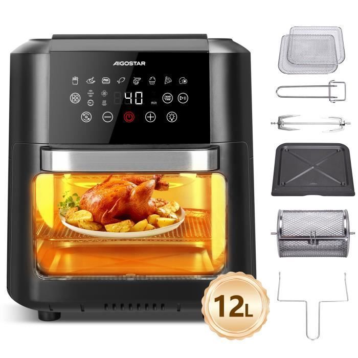 Aigostar Friteuse air fryer 1700 W8 PrédéfiniesÉcran Tactile LED 7 Accessoires Inclus