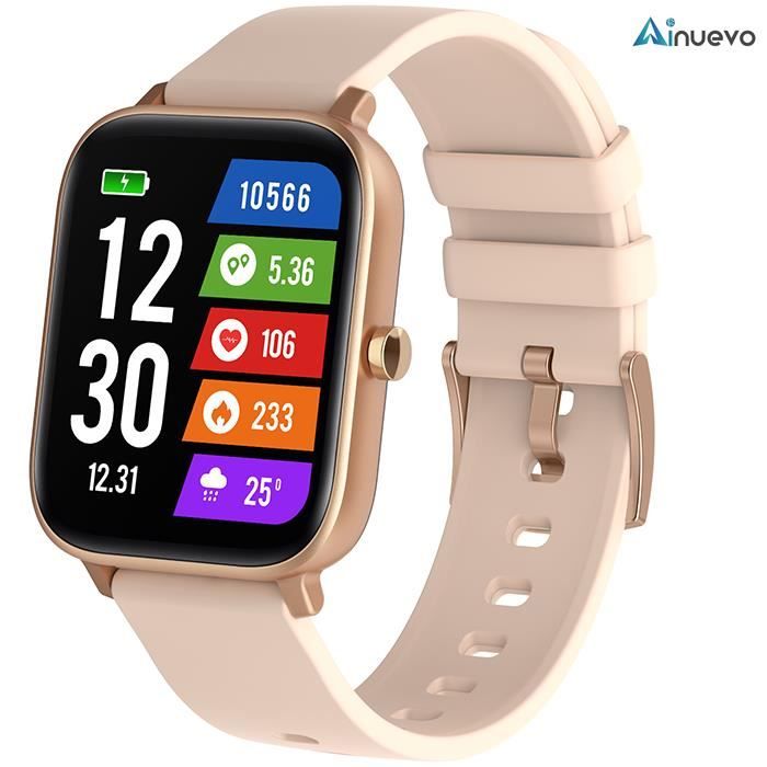 Montre Connectée Femme 1,7 IP67 Étanche Ainuevo P8GT SmartWatch de Fitness  pour Android iOS Samsung XIAOMI iPhone Or Rose - Cdiscount Téléphonie