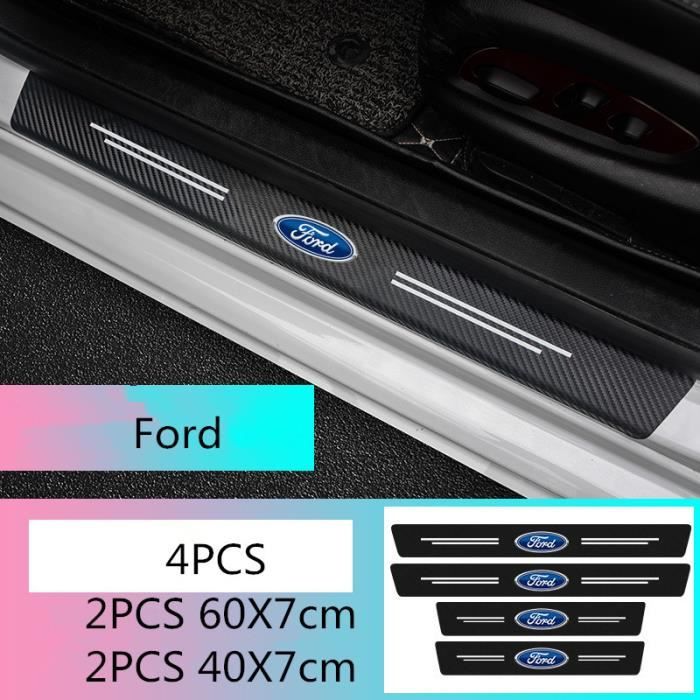 Lot de 4 barres de seuil de voiture en fibre de carbone protection de porte sticker pédale décoration pour Ford