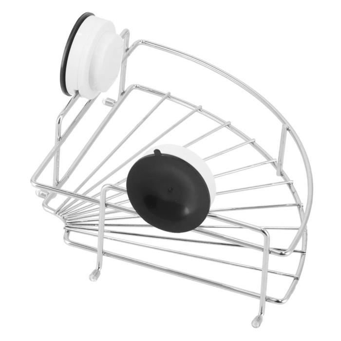 Étagère De Douche Sans Perçage Avec Ventouses En Acier Et Bambou Noir