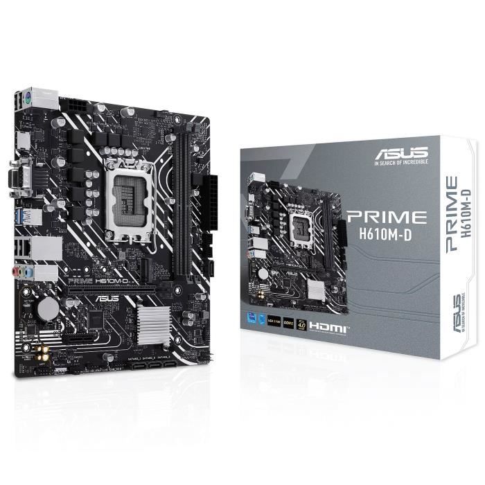 ASUS PRIME H610M-D - Carte mère Micro ATX Socket 1700 Intel H610 Express - 2x DDR5 - M.2 PCIe 3.0 - USB 3.0 - PCI-Express 4.0 16x