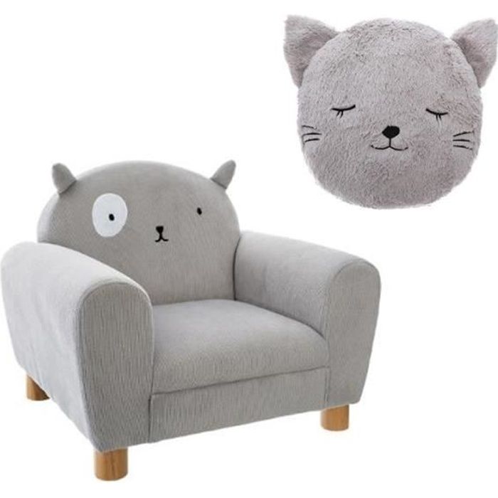 Pack Fauteuil Enfant Chat Gris Coussin Rond Chat Gris Cdiscount Puericulture Eveil Bebe
