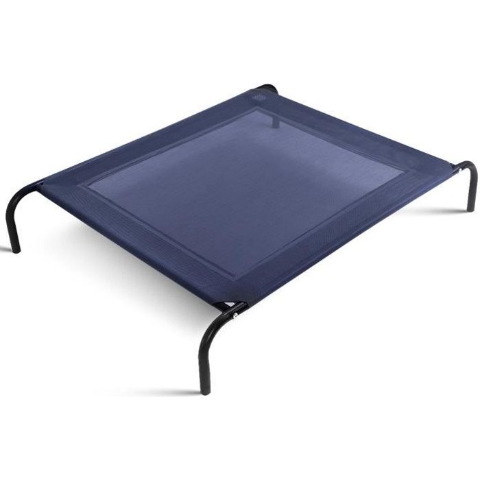 Giantex Lit Surélevé et Aéré pour Chien/Chat/Animal Domestique en Textilène avec Cadre en Fer, Taille 110x80x18CM, Charge 40Kg