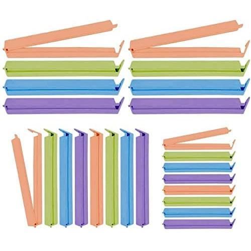 StreeHerjjkeA1 24 Pièces Clip Pinces Fermeture Sachet Alimentaire,Cuisine Sealing Clips En Plastique,bâtons De Scellement De Sac,4 Tailles,clips De Fermeture Pour Sac Durable