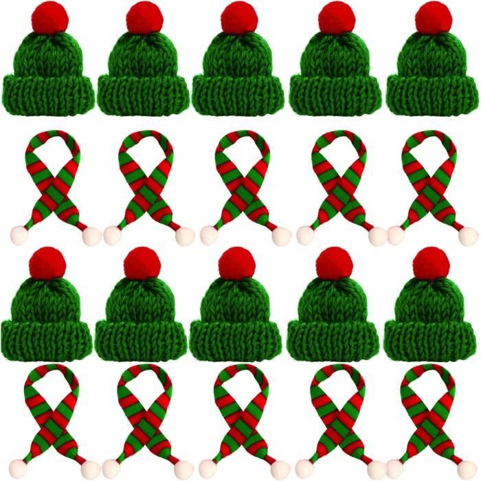 FiveMileBro – 10 Mini Bonnets Et 10 écharpes Tricotés Pour Décorer Bouteilles, Sucettes Ou Poupées