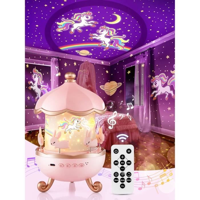 Mobile Musical Bébé 3 En 1 - Projecteur Veilleuse, Rotation, Musique - Jouet 0-3 Ans - Poussette Et Lit