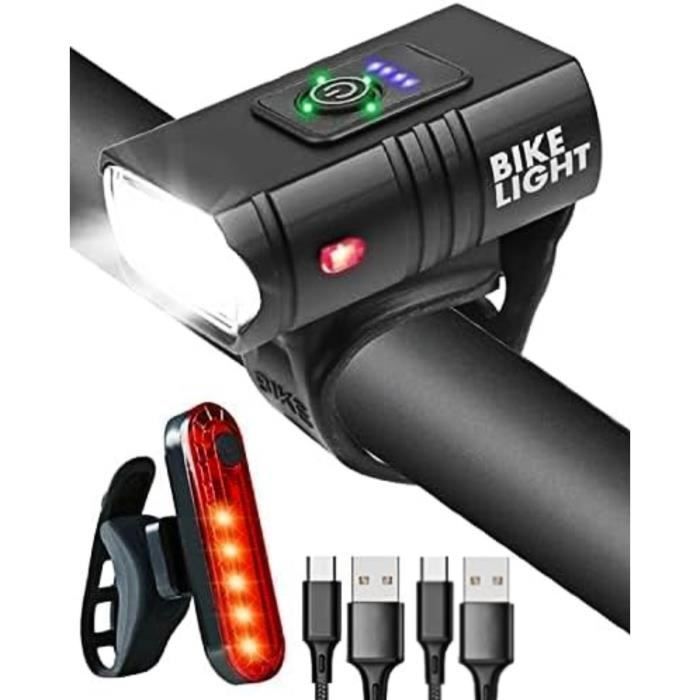 Lumiere Velo 1600 Lumens Super Lumineux Eclairage Velo 6 Modes Lumière + 4 Modes Lumière Chargement USB Étanche IPX5 Lampe Velo