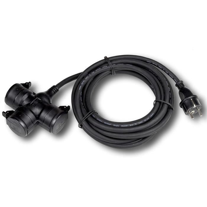 Accessoire électrique IP20 Décharge Traction Lot De 3 Raccords Schuko En Caoutchouc 230V, 16A, IP20 - Pour Câbles Jusqu'à 2,5 Mm² - Anti-torsion, Incassable Raccord électrique IP20 Anti-torsion
