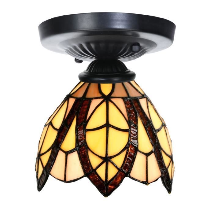 Coloured By Art - Tiffany Lampe - Plafonnier Tiffany noir avec Flow Souplesse Small