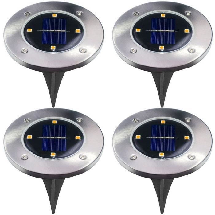 4pcs 4 Led Solar Powered Ground Lights Outdoor Lamp Waterproof