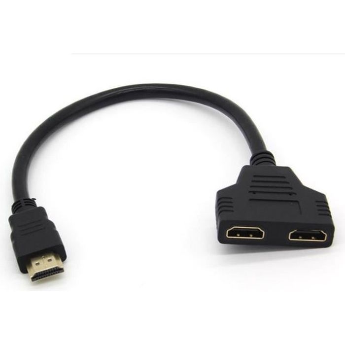 Adaptateur 2 ports Cable HDMI pour Mac et PC Television TV Console Gold 3D  FULL HD 4K Ecran 1080p Rallonge (NOIR) - Cdiscount Informatique