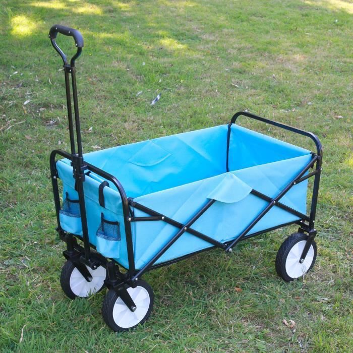 Chariot de Transport à Main Chariot de Plage Pliable Lemmy LMY100 remorque de Jardin Set1, Gris+Vert 
