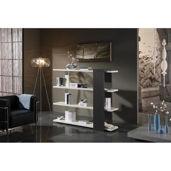 Etagere Bibliotheque De Separation Wenge Et Blanc Laque Contemporaine Matt L 150 X P 37 X H 127 Cm Marron Cdiscount Maison