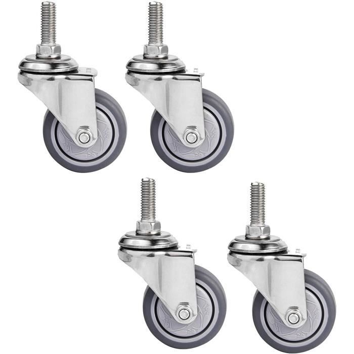 Service Caster Roulette pivotante à tige filetée en polyuréthane avec roue grise