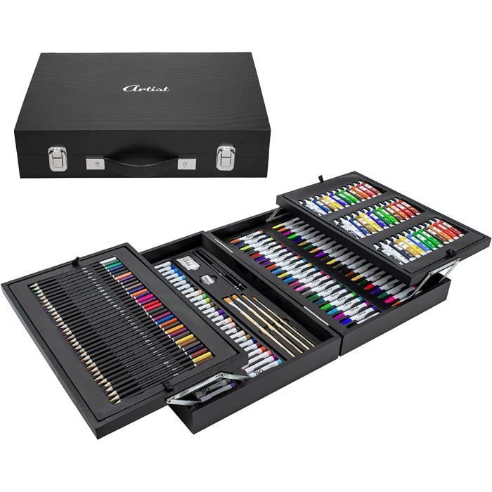 SUPERFINDINGS Boîte En Bois Pour Artistes Avec Support Tablette - Coffret Portable Pinceaux Et Outils