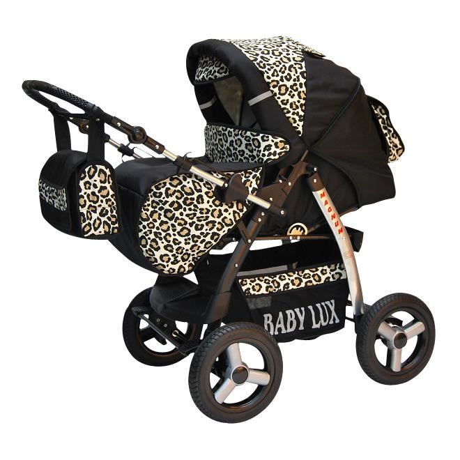 Poussette noir et shop leopard