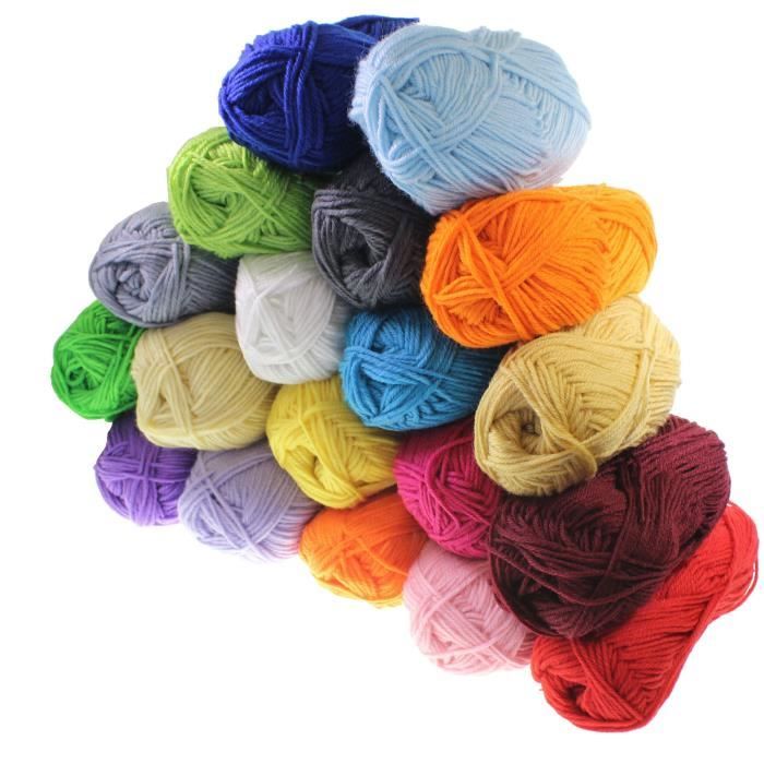 Lot de 20 pelotes de laine de 25g en acrylique pour tricot double.  Assortiments de couleurs. - Cdiscount Beaux-Arts et Loisirs créatifs