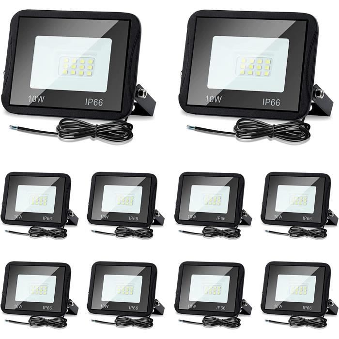 Lot 4 Spots LED Projecteurs 10W – Blanc Chaud 3000°K – IP65 – PERFORMANCE IN LIGHTING