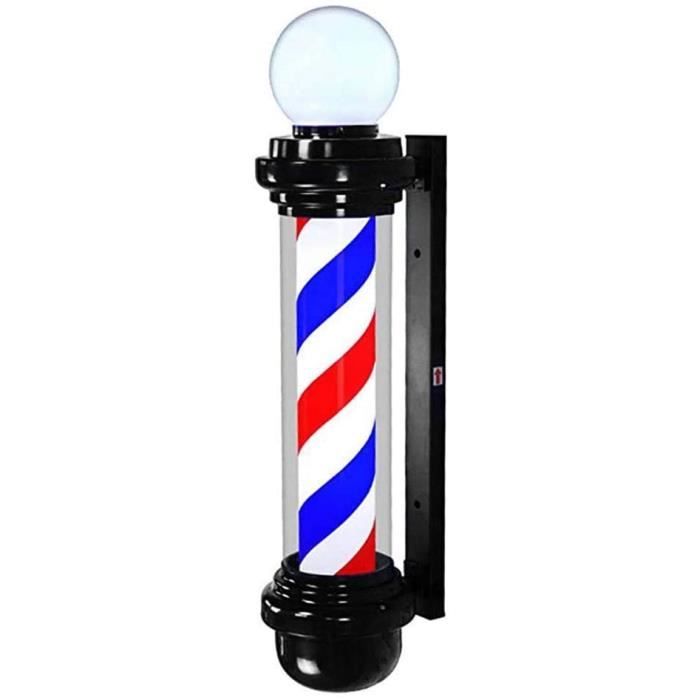 Poteau De Barbier Lumineux Rotatif - LED 75 Cm - Rayures Rouge, Bleu, Blanc - Étanche - Pour Salon Coiffure, Bar, Décoration Extérieure - 8