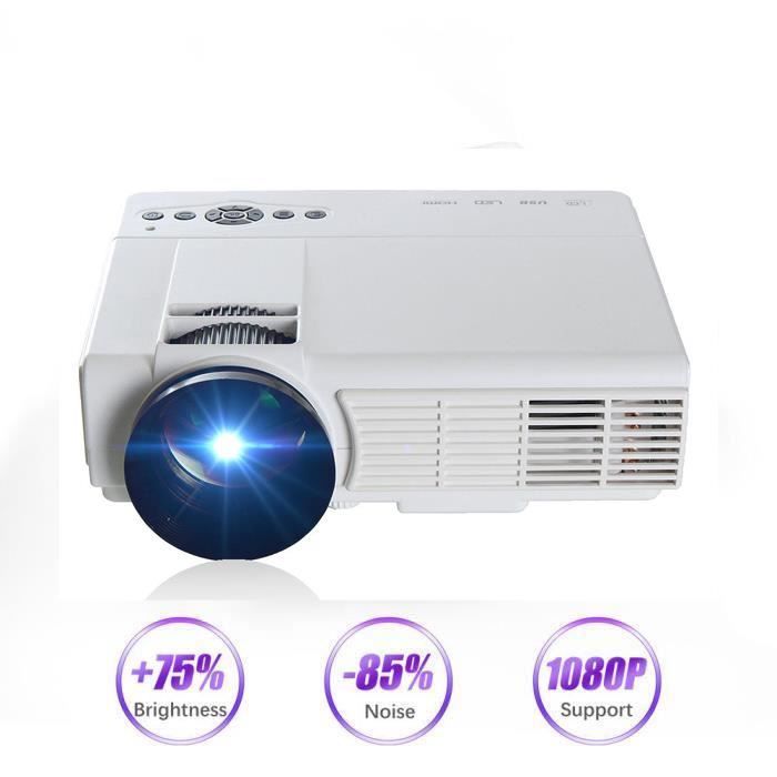Mini Projecteur Video Full HD 1080p LED Portable Soutien HDMI USB TF