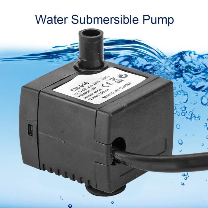 Mini-pompe à eau submersible - Ultra-silencieuse - Débit 150L/H - Pour aquarium et étang - 2W