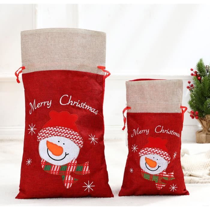 Santa tricot stocking sac cadeau cadeaux arbre de noël noel rouge blanc santa