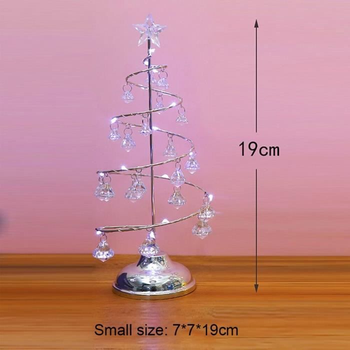 Sapin de Noël,Lampe LED en fer forgé avec étoile en cristal, décoration pour arbre de noël, veilleuse féerique pour - Type S silver