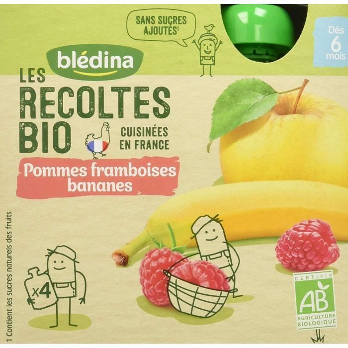 BLEDINA Gourde pomme framboise banane BIO 4x90g Achat / Vente